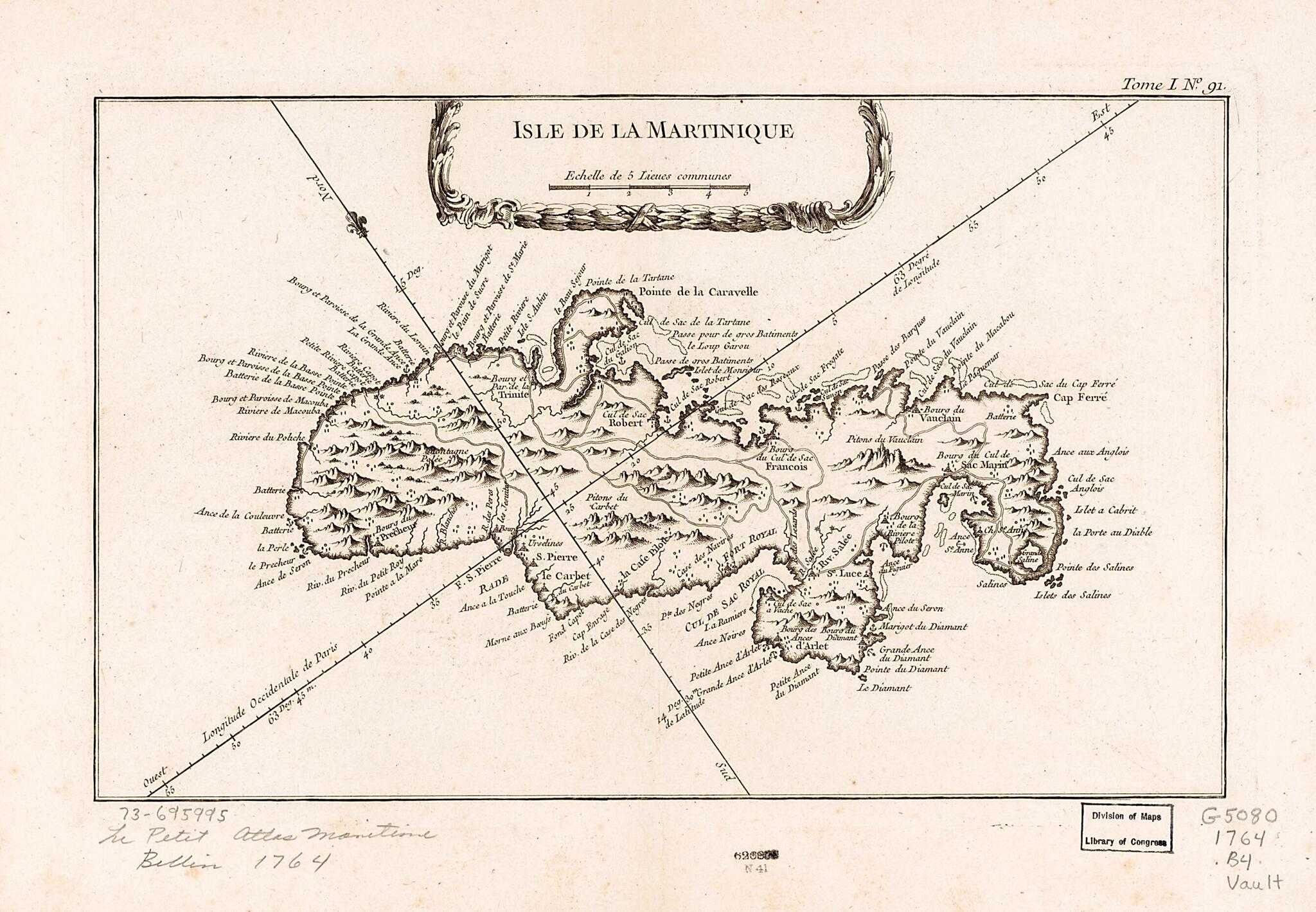 Isle De La Martinique 1764 by Relic Map Company