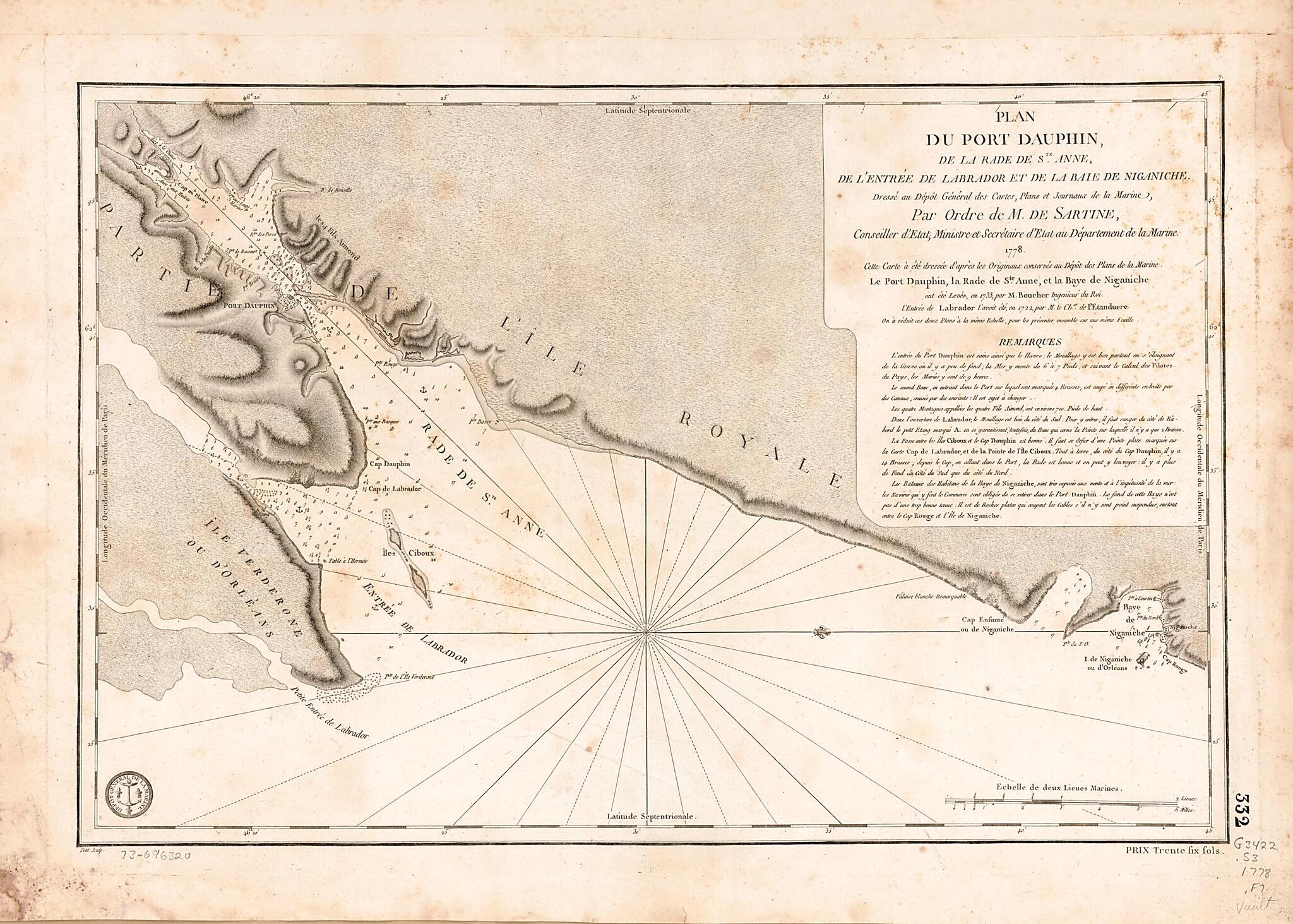 This old map of Plan Du Port Dauphin, De La Rade De Ste. Anne, De L&