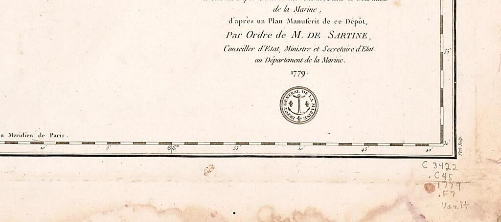 This old map of Bassin Avec Une Partie De La Baie Verte from 1778 was created by  France. Dépôt Des Cartes Et Plans De La Marine,  Petit, Antoine De Sartine in 1778