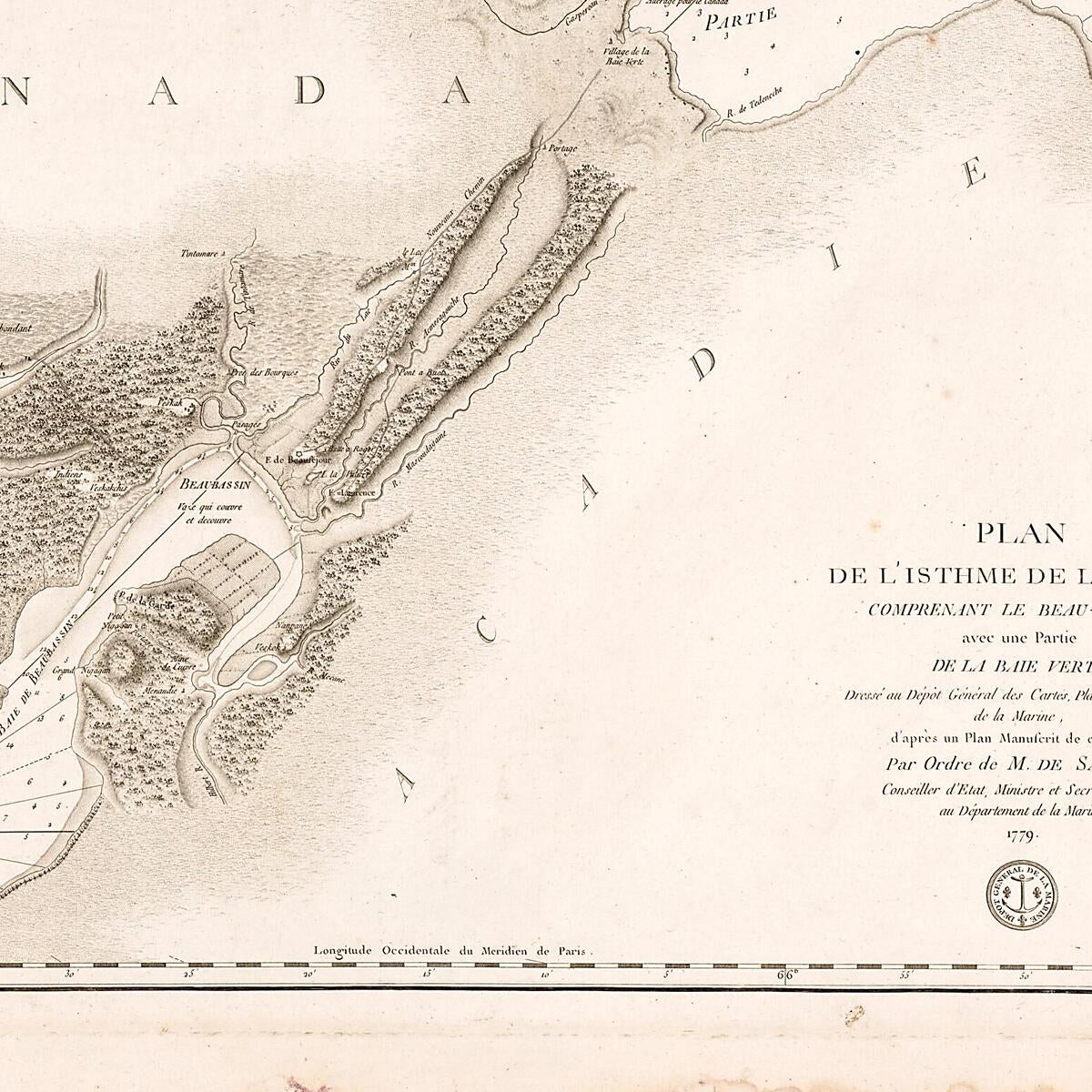 This old map of Bassin Avec Une Partie De La Baie Verte from 1778 was created by  France. Dépôt Des Cartes Et Plans De La Marine,  Petit, Antoine De Sartine in 1778