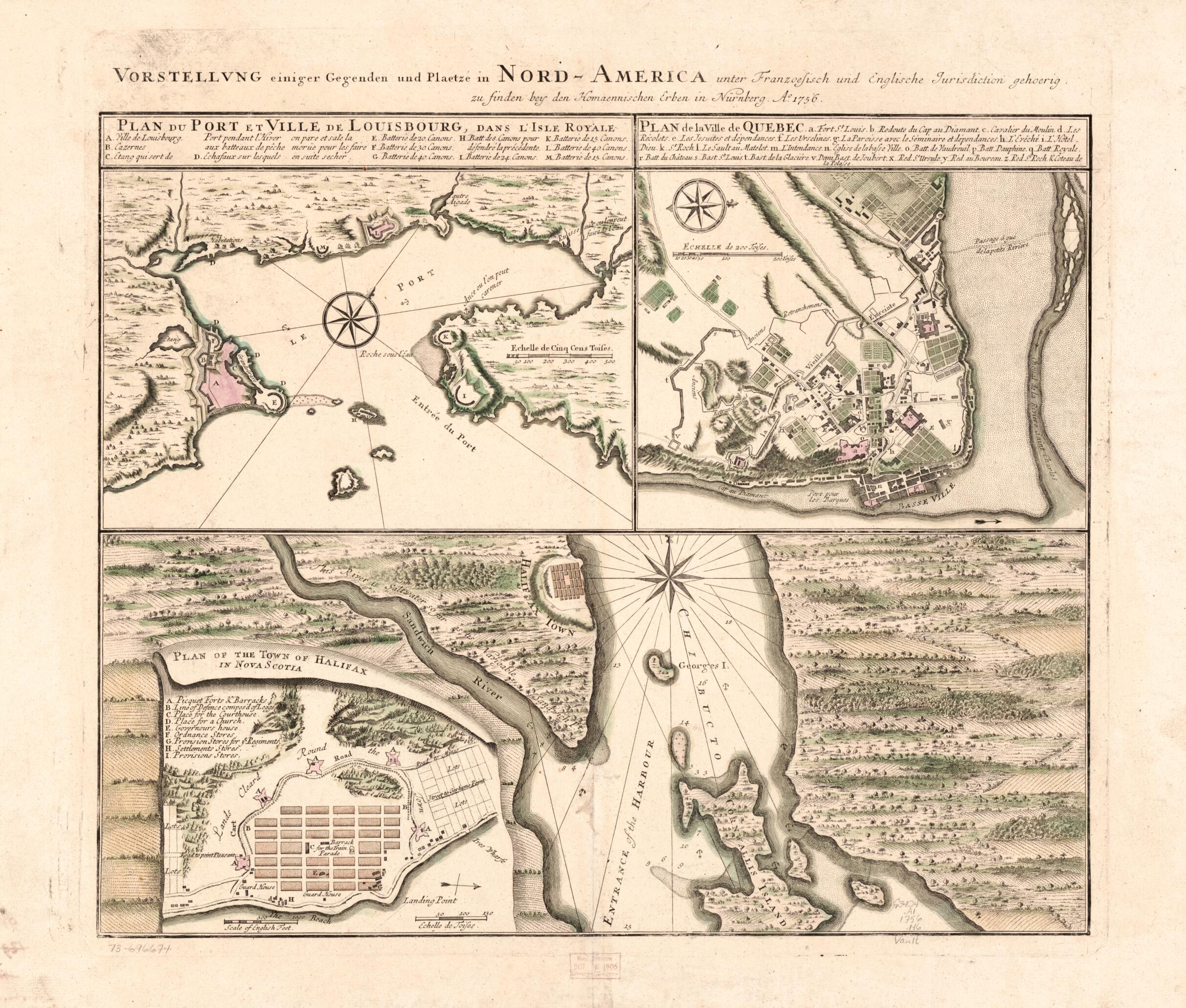 This old map of America Unter Franzoesisch Und Englische Jurisdiction Gehoerig from 1756 was created by Homann Erben (Firm) in 1756