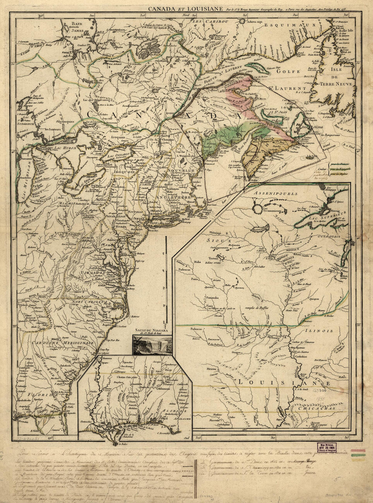 Canada Et Louisiane in 1755 by Relic Map Company