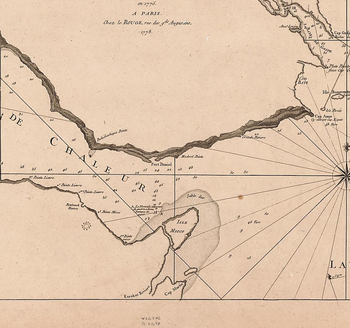 This old map of Baye De Chaleur, Dans Le Golfe St. Laurent, from 1778 was created by  Louis in 1778