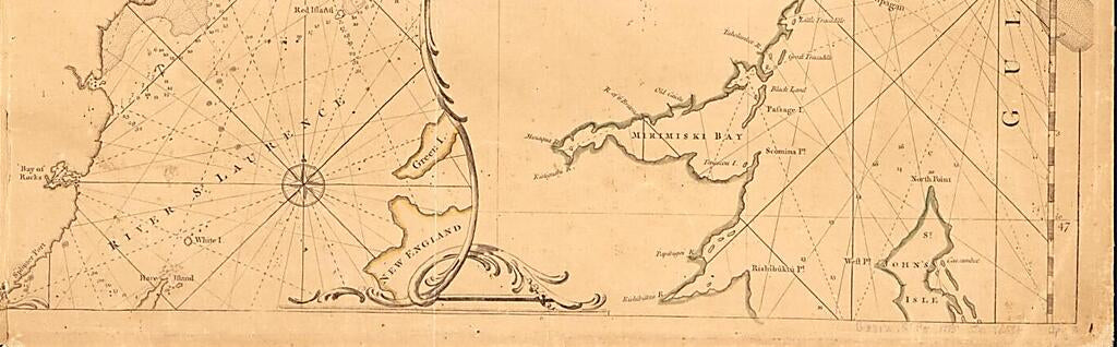 This old map of An Exact Chart of the River St. Laurence, from Fort Frontenac to the Island of Anticosti Shewing the Soundings, Rocks, Shoals &c With Views of the Lands and All Necessary Instructions for Navigating That River to Quebec from 1775 was crea