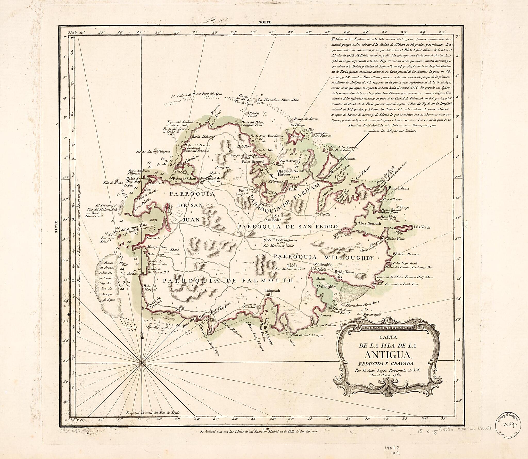 Carta De La Isla De La Antigua 1780 by Relic Map Company