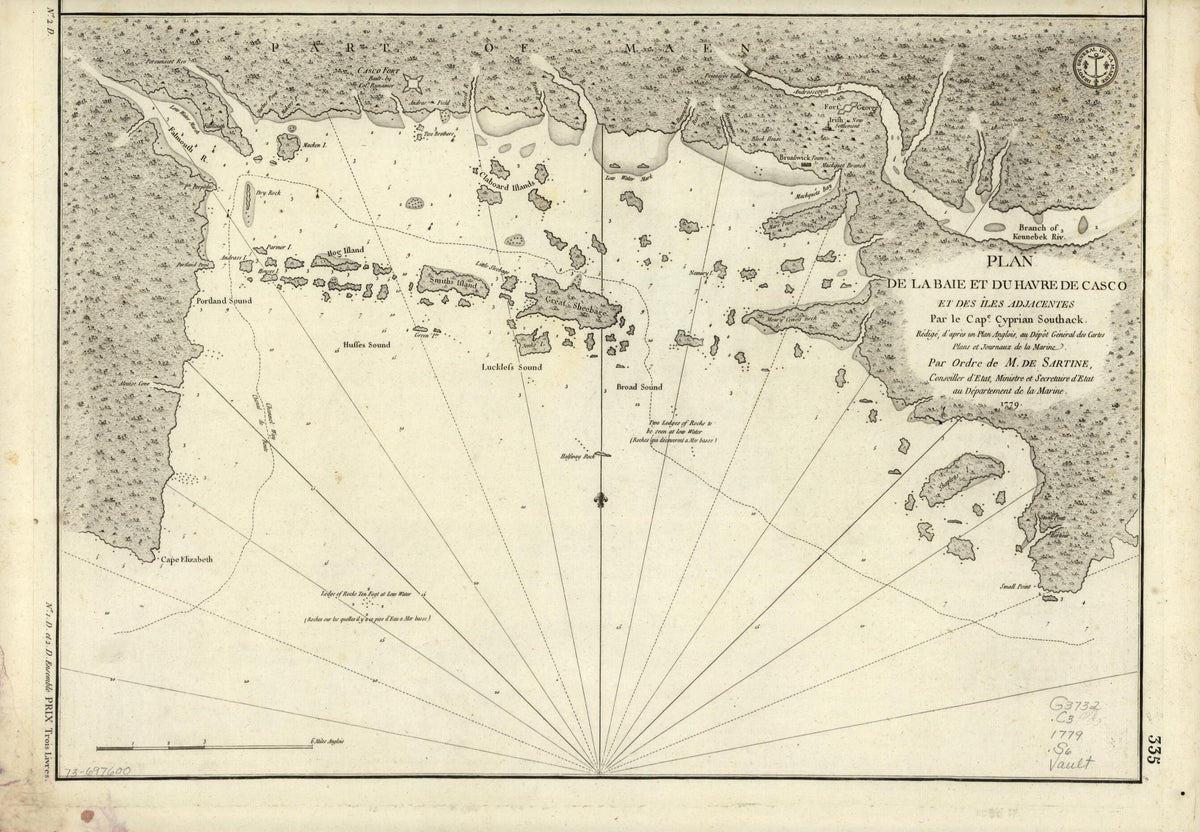 Plan De La Baie Et Du Havre De Casco Et Des îles Adjacentes 1779 by Relic Map Company