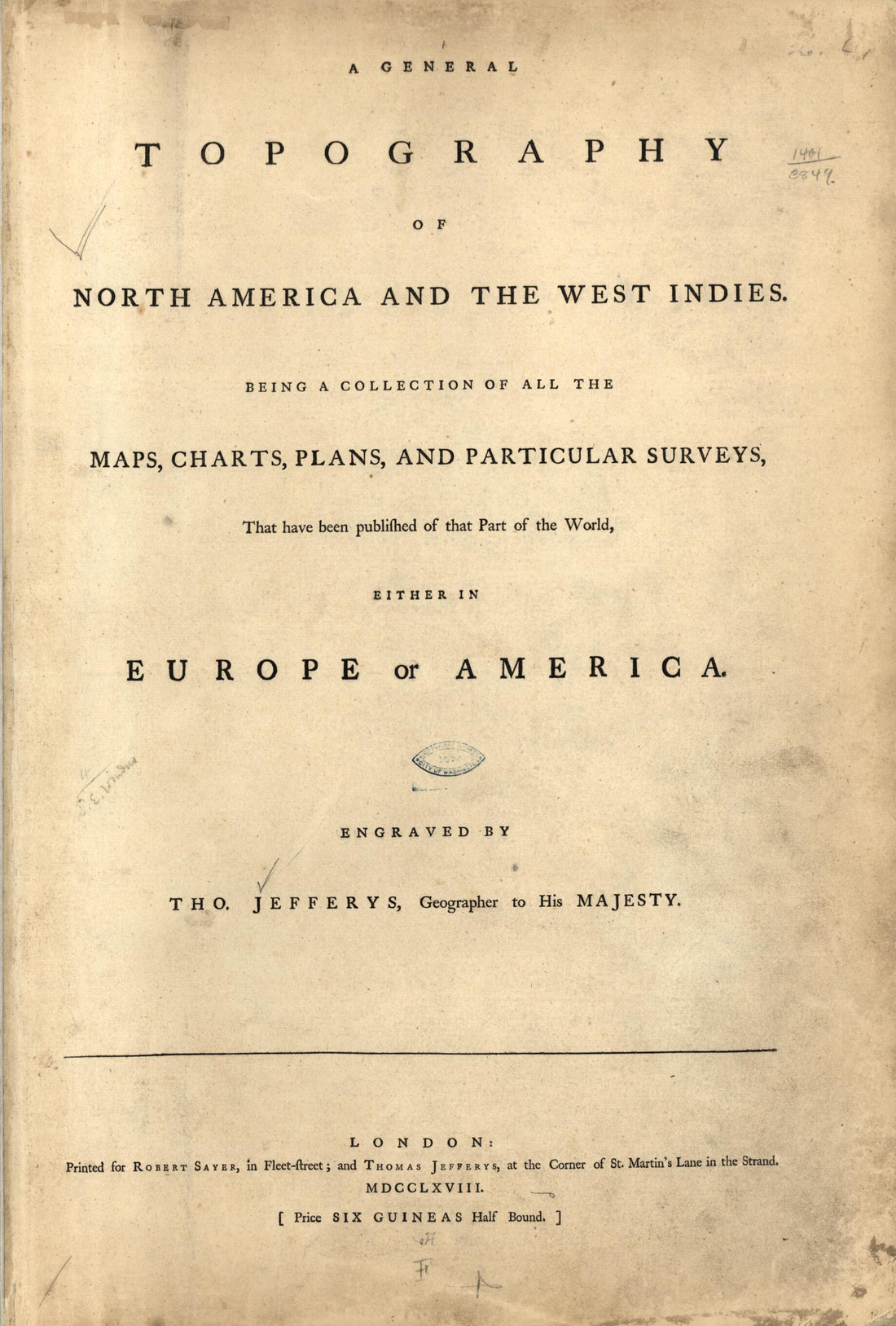 This old map of A General Topography of North America and the West Indies. Being a Collection of All the Maps, Charts, Plans, and Particular Surveys, That Have Been Published of That Part of the World, Either In Europe Or America from 1768 was created by