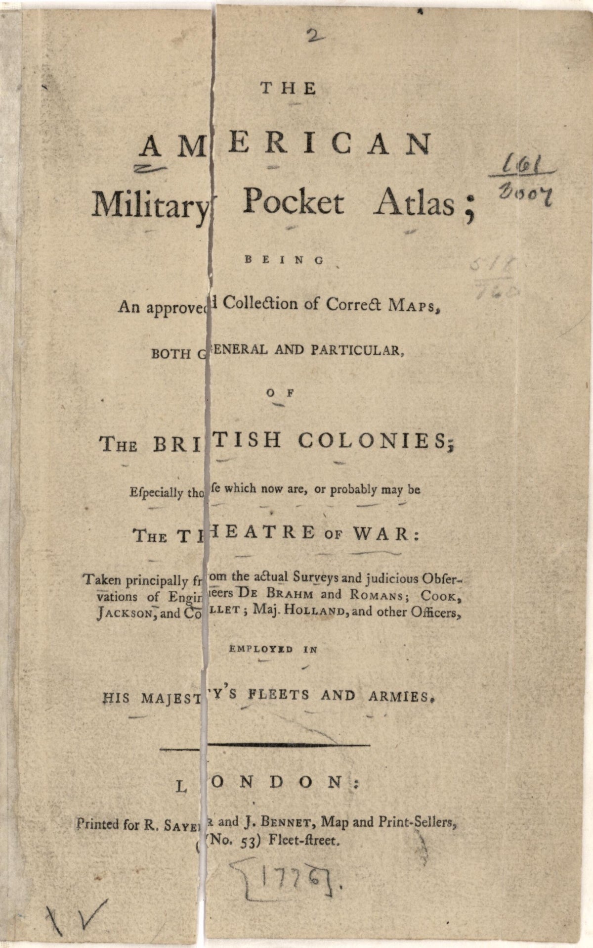 The American Military Pocket Atlas; Being an Approved Collection of Correct Maps, Both General and Particular; of the British Colonies; Especially Those Which Now Are, Or Probably May Be the Theatre of War; Taken Principally from the Actual Surveys an... by Relic Map Company