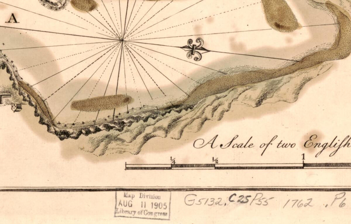 This old map of The Harbour of Calivenie On the S.E. End of the Island of Granada : In Latd. 11⁰:30ʺ Nth from 1762 was created by John Powell in 1762