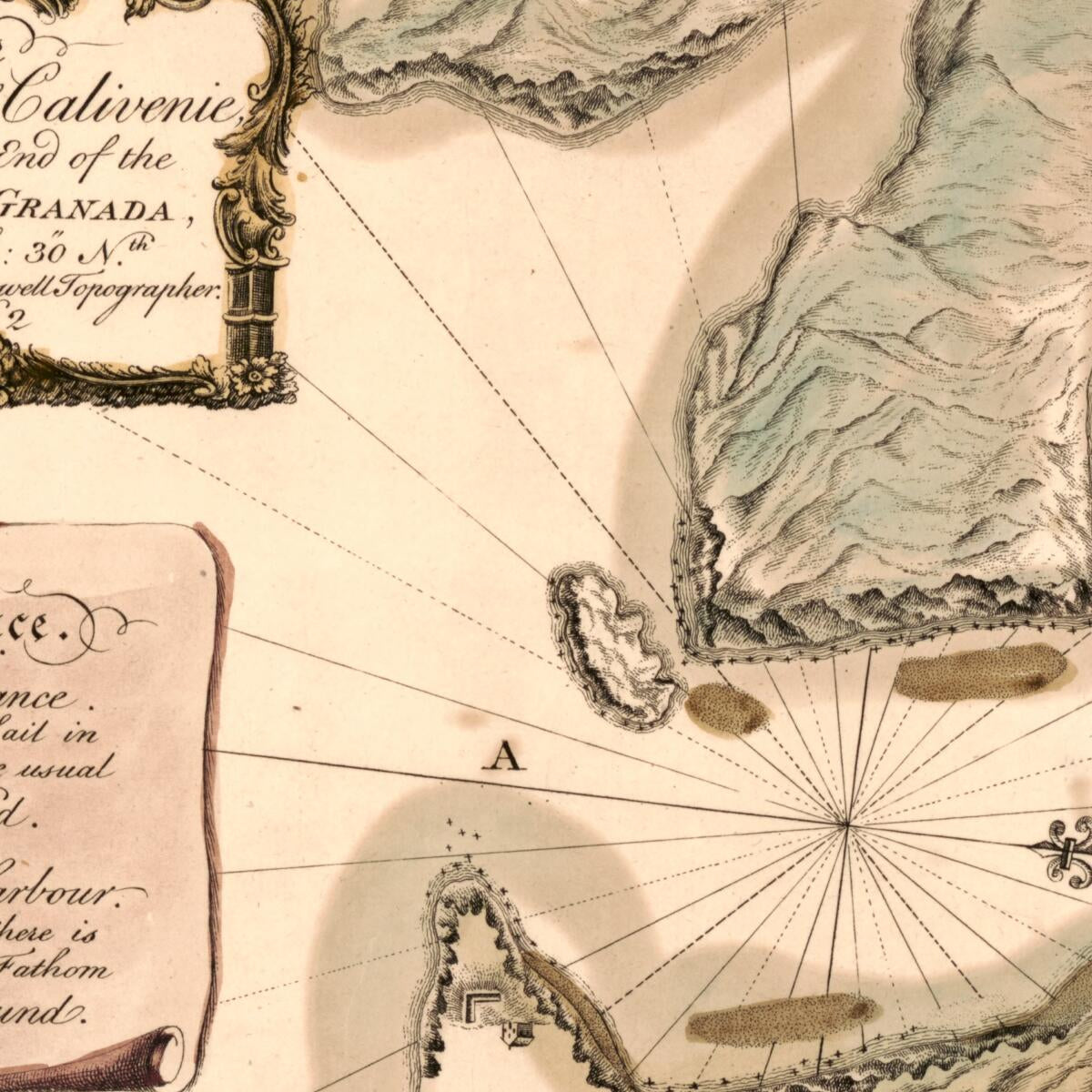 This old map of The Harbour of Calivenie On the S.E. End of the Island of Granada : In Latd. 11⁰:30ʺ Nth from 1762 was created by John Powell in 1762