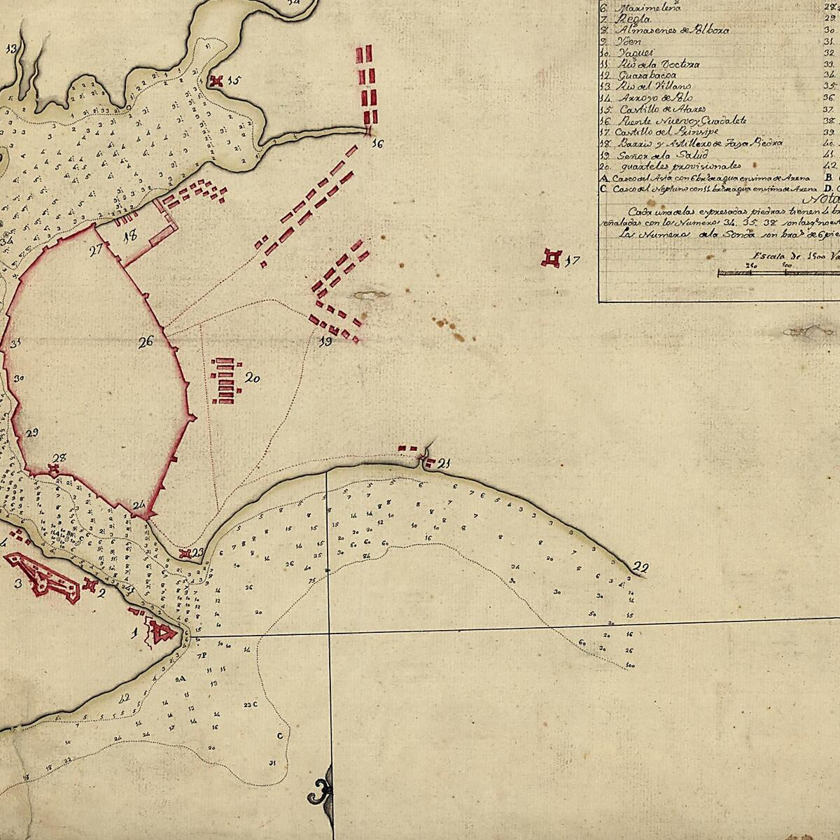 This old map of Plano Del Puerto De La Havana, Situado En La Parte Del N. De La Ysla De Cuba En La Lattd. De 23⁰10ʹ Y En Longd. Astronómica De 293⁰47ʹ, Meridiano De Tenerife.. El Año De from 1783 Por Dn. Josef De Sn. Martin, The. De Navio De La R