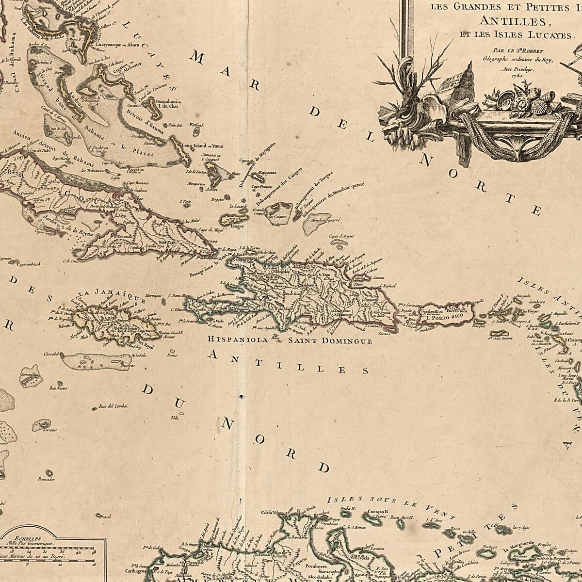 This old map of Partie De La Mer Du Nord, Ou Se Trouvent Les Grandes Et Petites Isles Antilles, Et Les Isles Lucayes from 1757 was created by G. De La Haye, Didier Robert De Vaugondy, Gilles Robert De Vaugondy in 1757