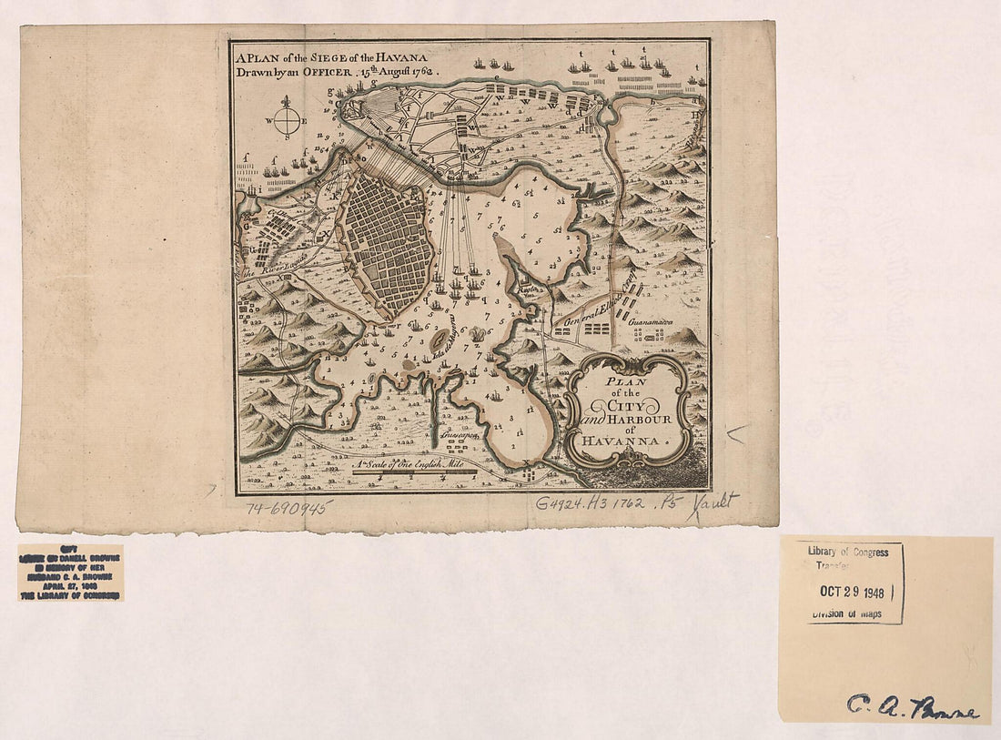 This old map of A Plan of the Siege of the Havana. Drawn by an Officer.15th August 1762., Plan of the City and Harbour of Havanna from 1763 was created by in 1763