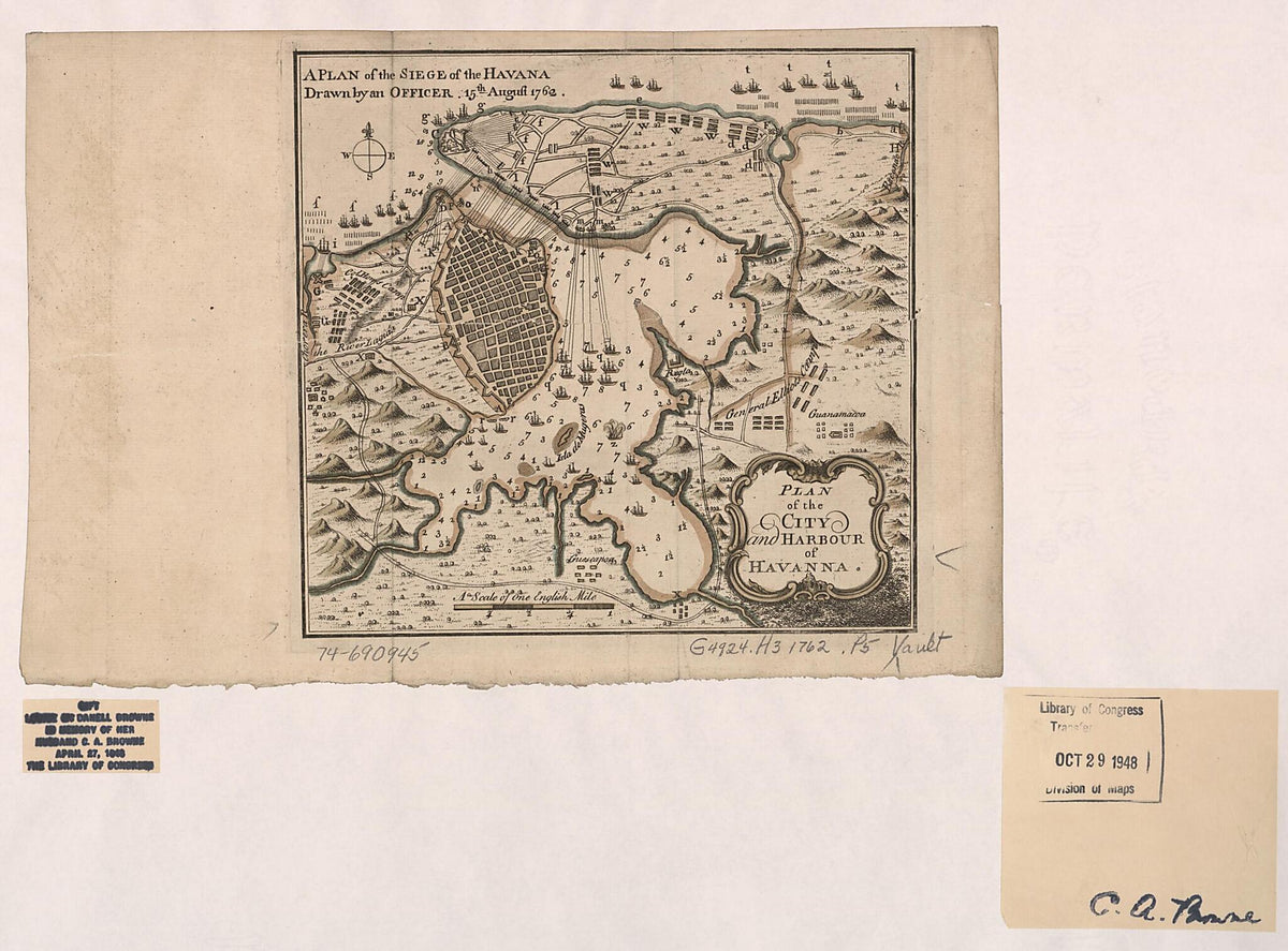 A Plan of the Siege of the Havana. Drawn by an Officer.15th August 1762., Plan of the City and Harbour of Havanna 1763 by Relic Map Company