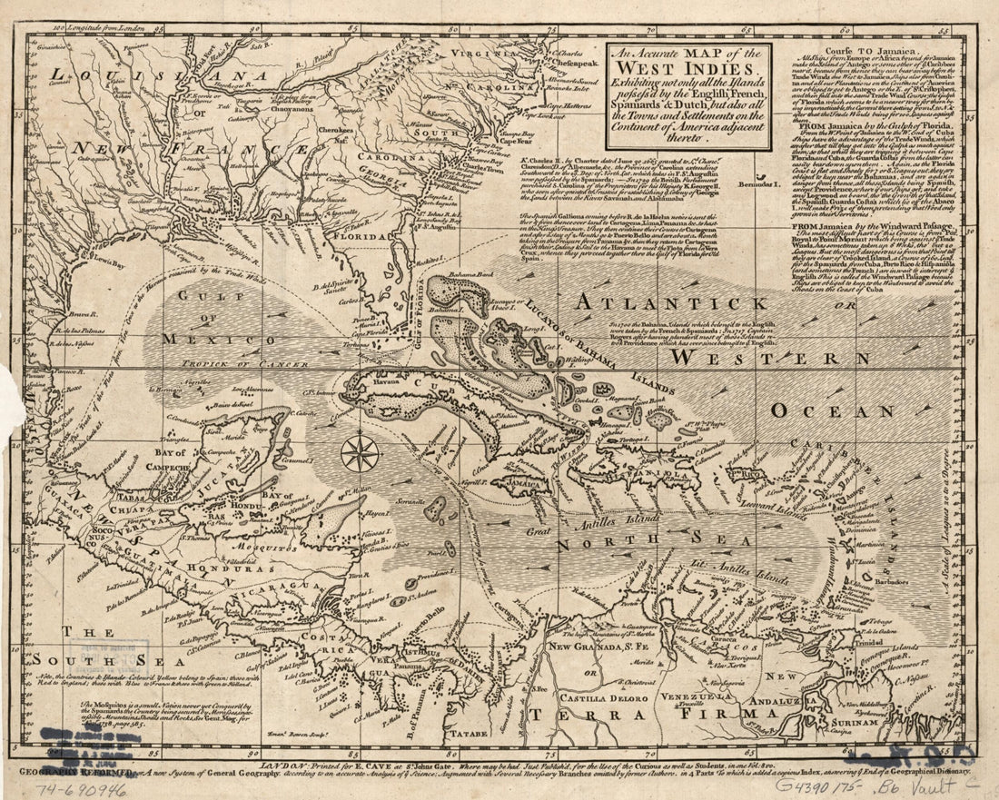 This old map of An Accurate Map of the West Indies. Exhibiting Not Only All the Islands Posses&