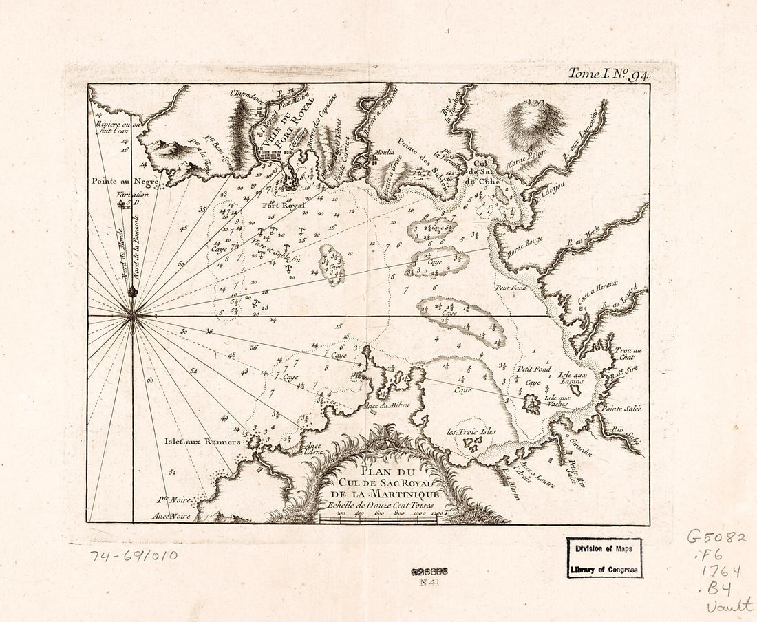 De-Sac Royal De La Martinique 1764 by Relic Map Company