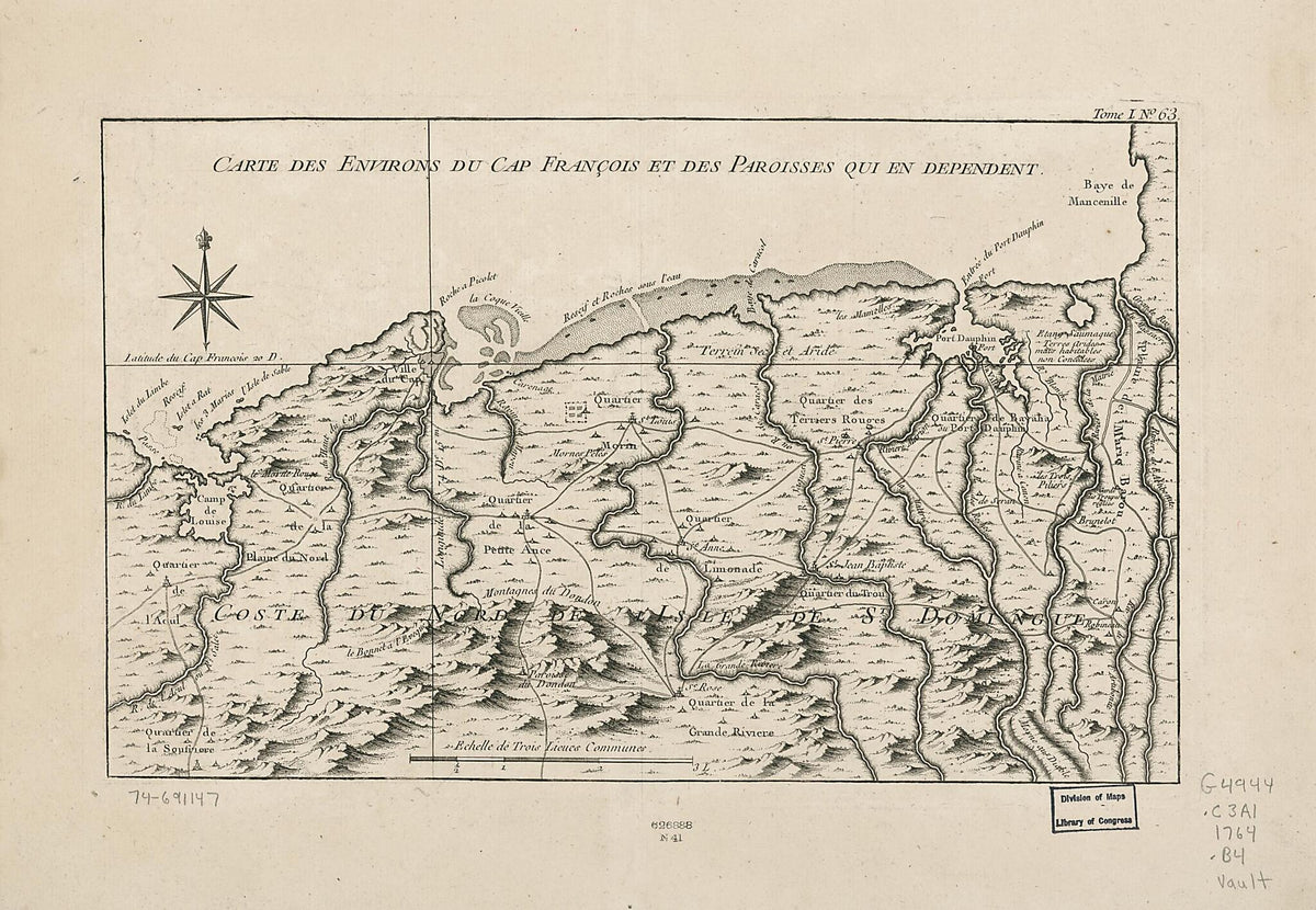 Carte Des Environs Du Cap François Et Des Paroisses Qui En Dependent 1764 by Relic Map Company