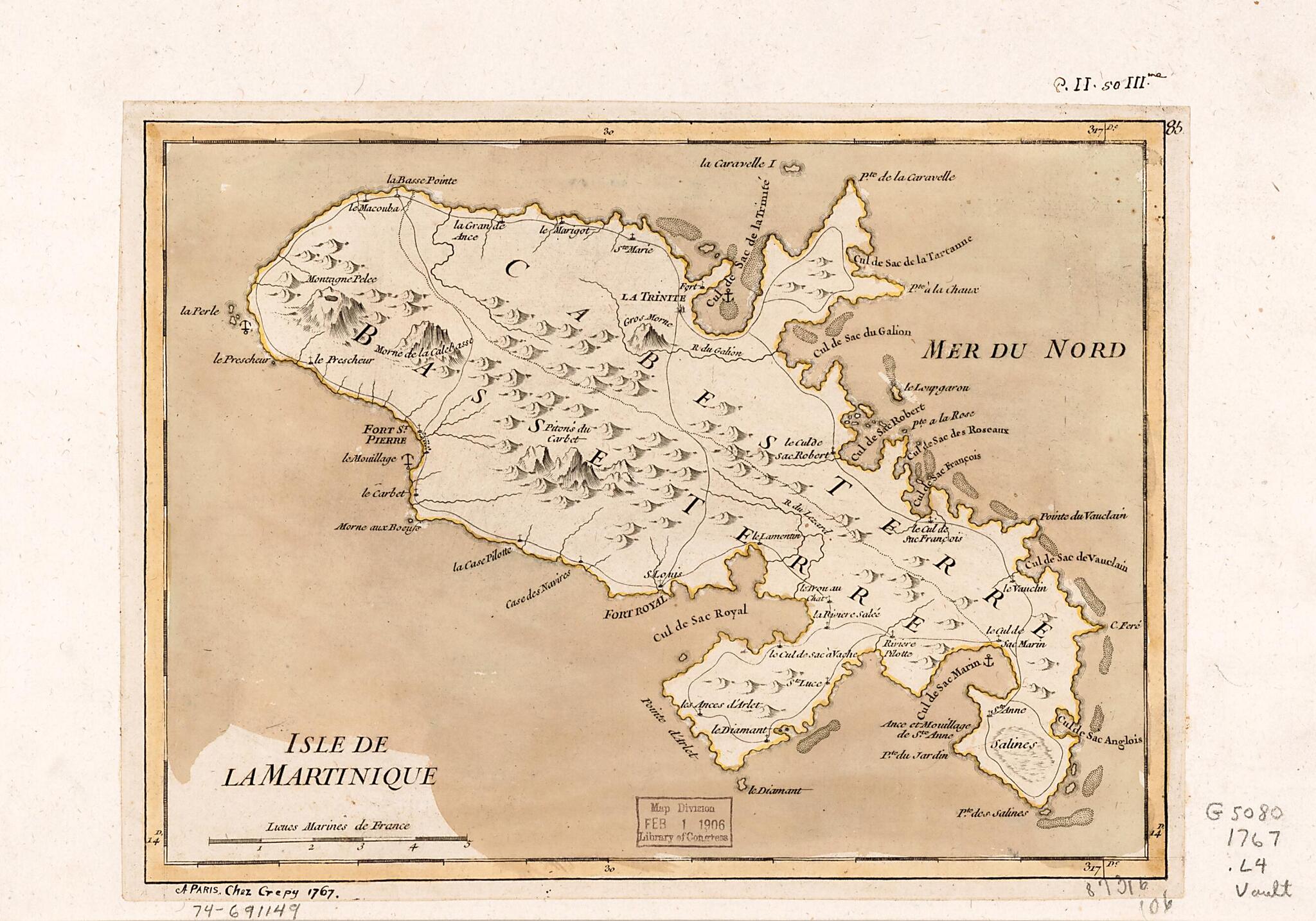 Isle De La Martinique 1767 by Relic Map Company