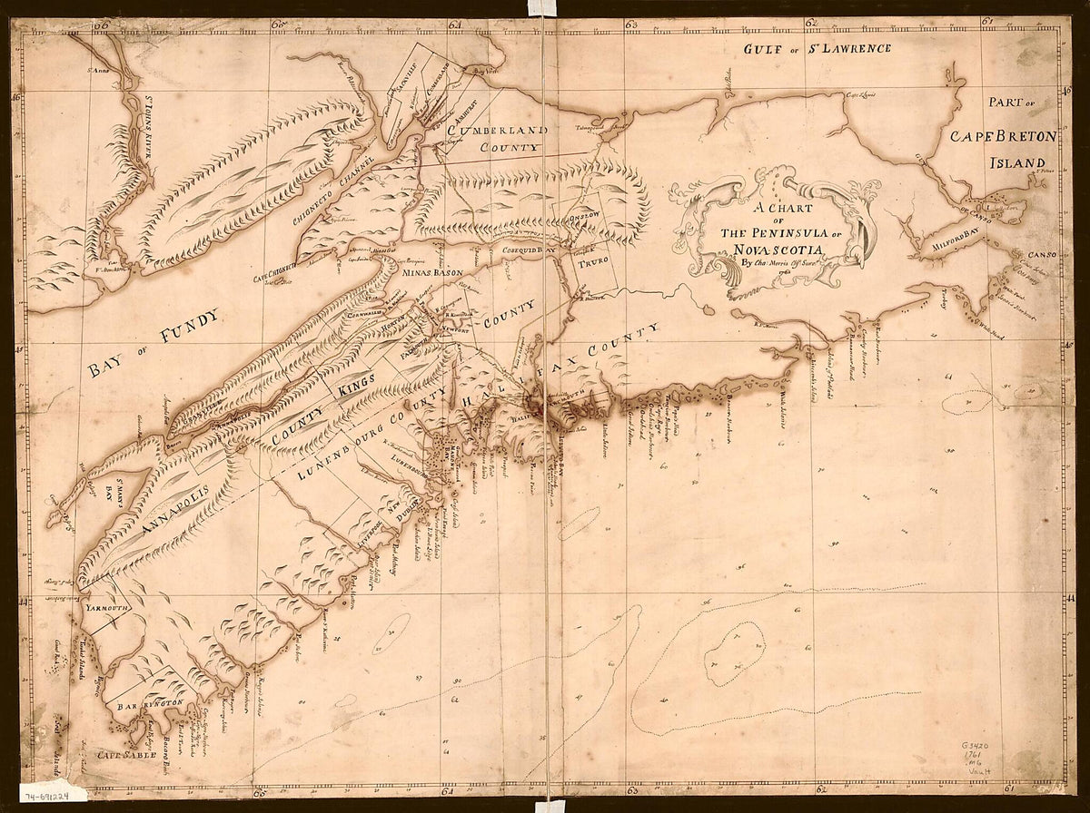 A Chart of the Peninsula of Nova Scotia 1761 by Relic Map Company