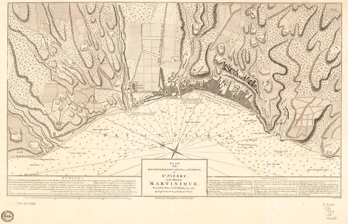 Plan of the Bay, Town, Fortifications, and Environs, of St. Pierre, In the Island of Martinique 1763 by Relic Map Company