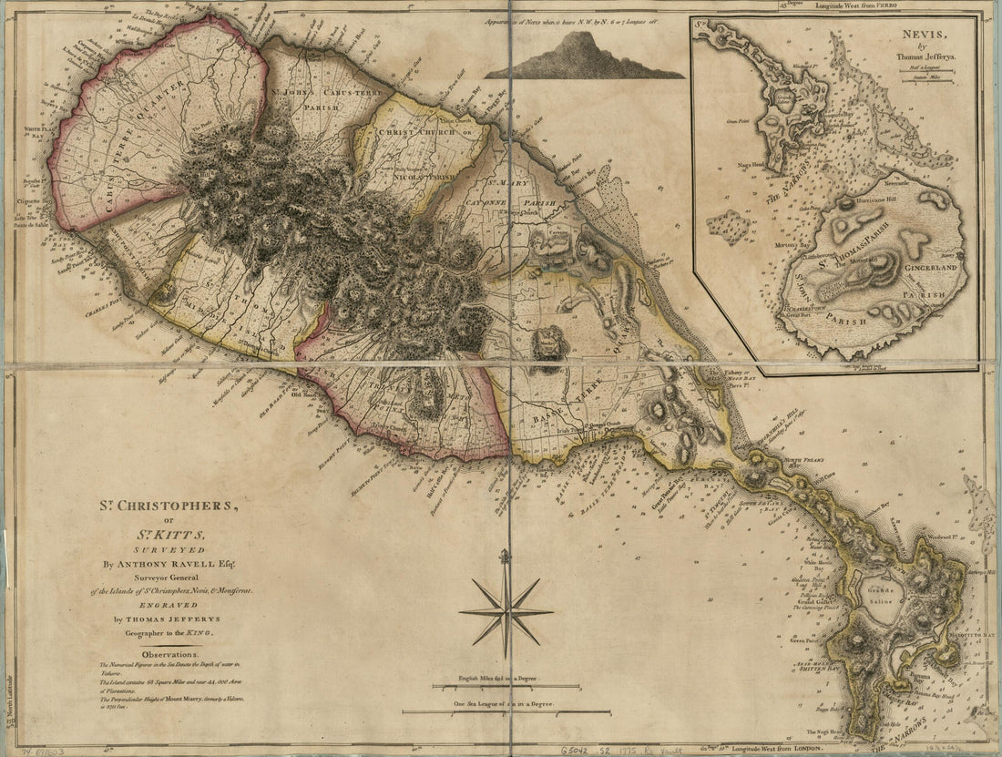 This old map of St. Christophers Or St. Kitts from 1775 was created by Thomas Jefferys, Anthony Ravell in 1775