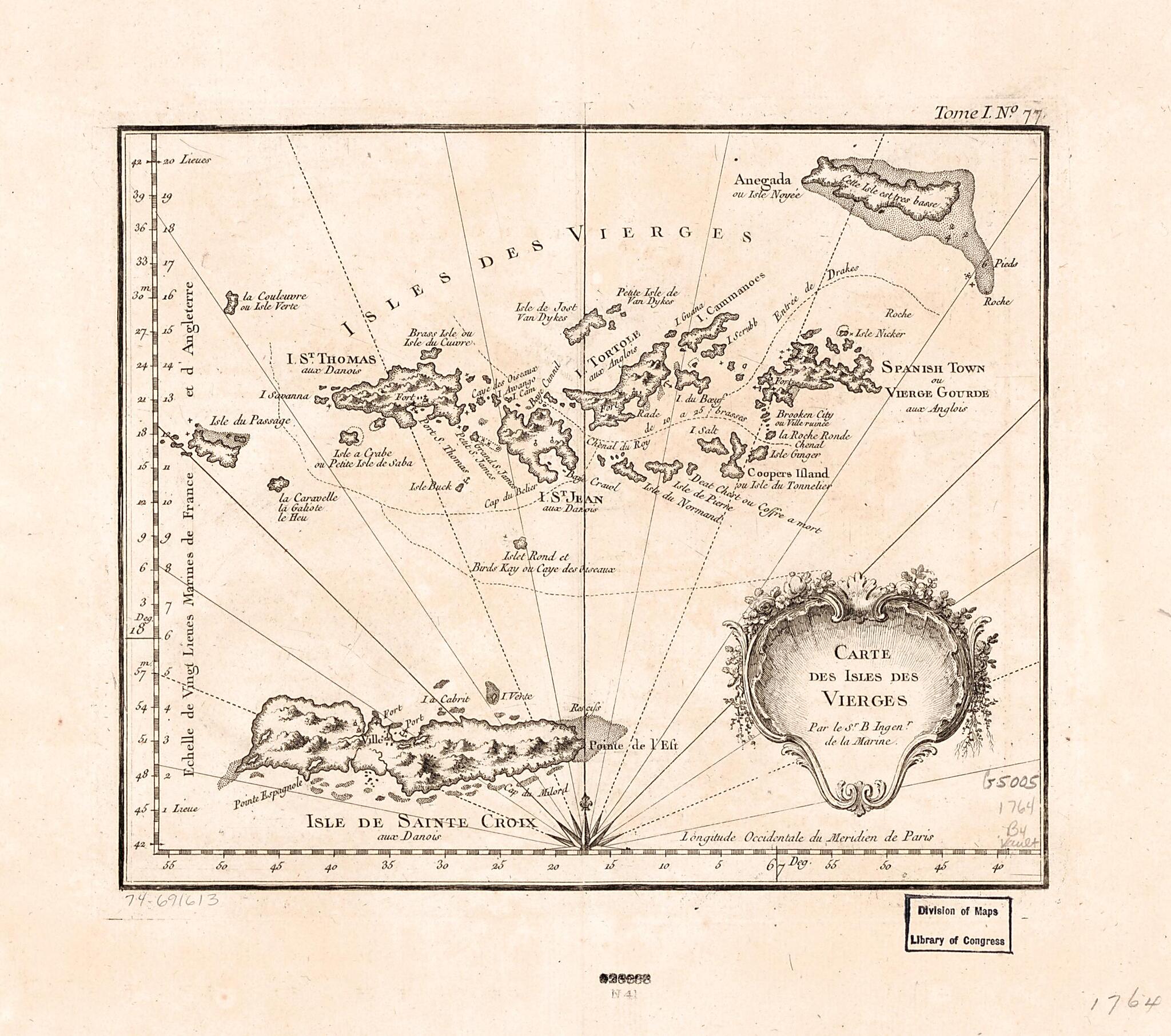 Carte Des Isles Des Vierges 1764 by Relic Map Company
