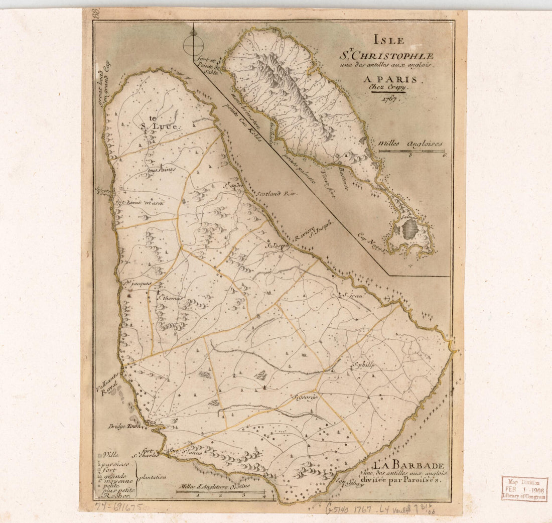 La Barbade Une Des Antilles Aux Anglois, Divisée Par Paroisses 1767 by Relic Map Company