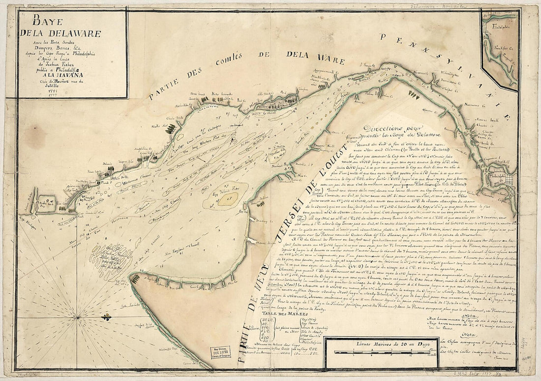 This old map of Baye De La Delaware Avec Les Ports, Sondes, Dangers, Bancs, &c. Depuis Les Caps Jusqu&