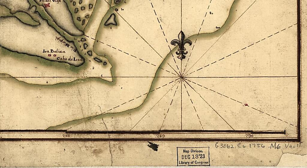 This old map of Plano Del Desembocadero Del Río Misipipi En El Seno Mexicano Con Parte Del Territorio De La Movila, El Qual Incluien Los Franceses En La Provincia Que Han Nombrado, La Luisiana from 1756 was created by Diego Montes De Oca in 1756