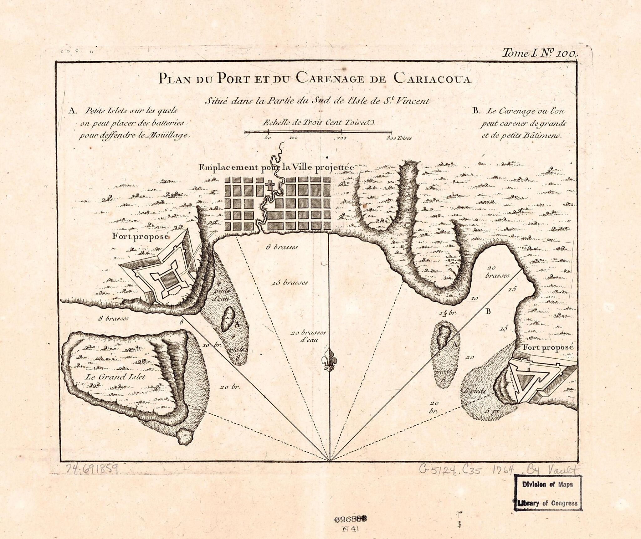 This old map of Plan Du Port Et Du Carenage De Cariacoua, Situé Dans La Partie Du Sud De L&