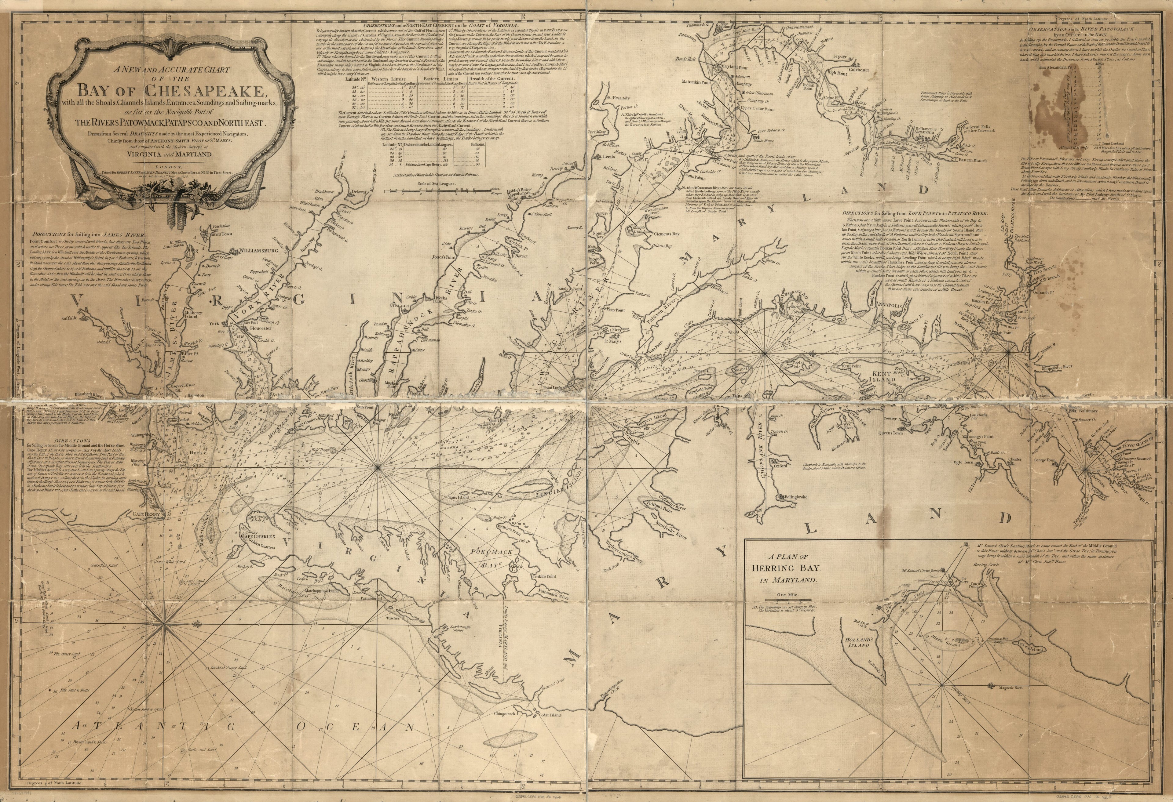 This old map of Marks, As Far As the Navigable Part of the Rivers Patowmack, Patapsco and North-east from 1776 was created by Robert Sayer and John Bennett (Firm) in 1776