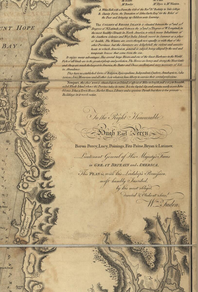 This old map of A Topographical Chart of the Bay of Narraganset In the Province of New England, With All the Isles Contained Therein, Among Which Rhode Island and Connonicut Have Been Particularly Surveyed, Shewing the True Position & Bearings of the Ban