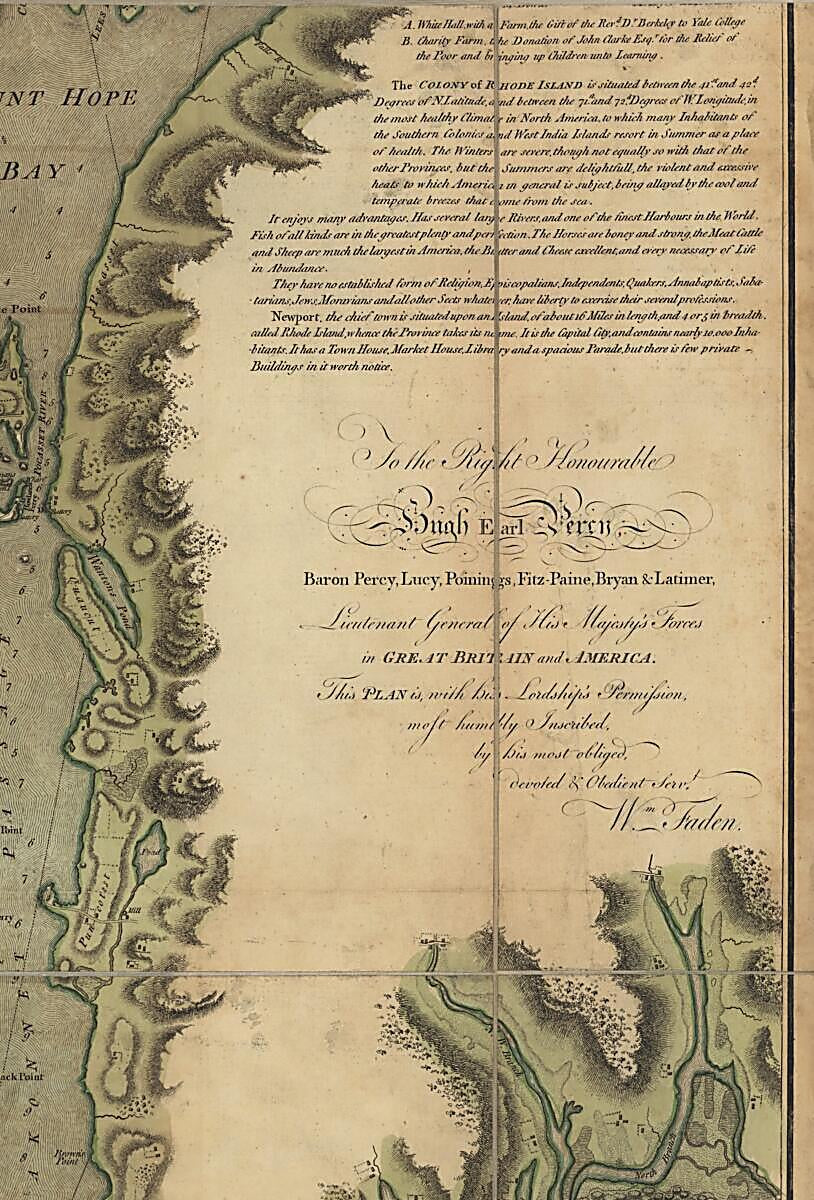 This old map of A Topographical Chart of the Bay of Narraganset In the Province of New England, With All the Isles Contained Therein, Among Which Rhode Island and Connonicut Have Been Particularly Surveyed, Shewing the True Position & Bearings of the Ban