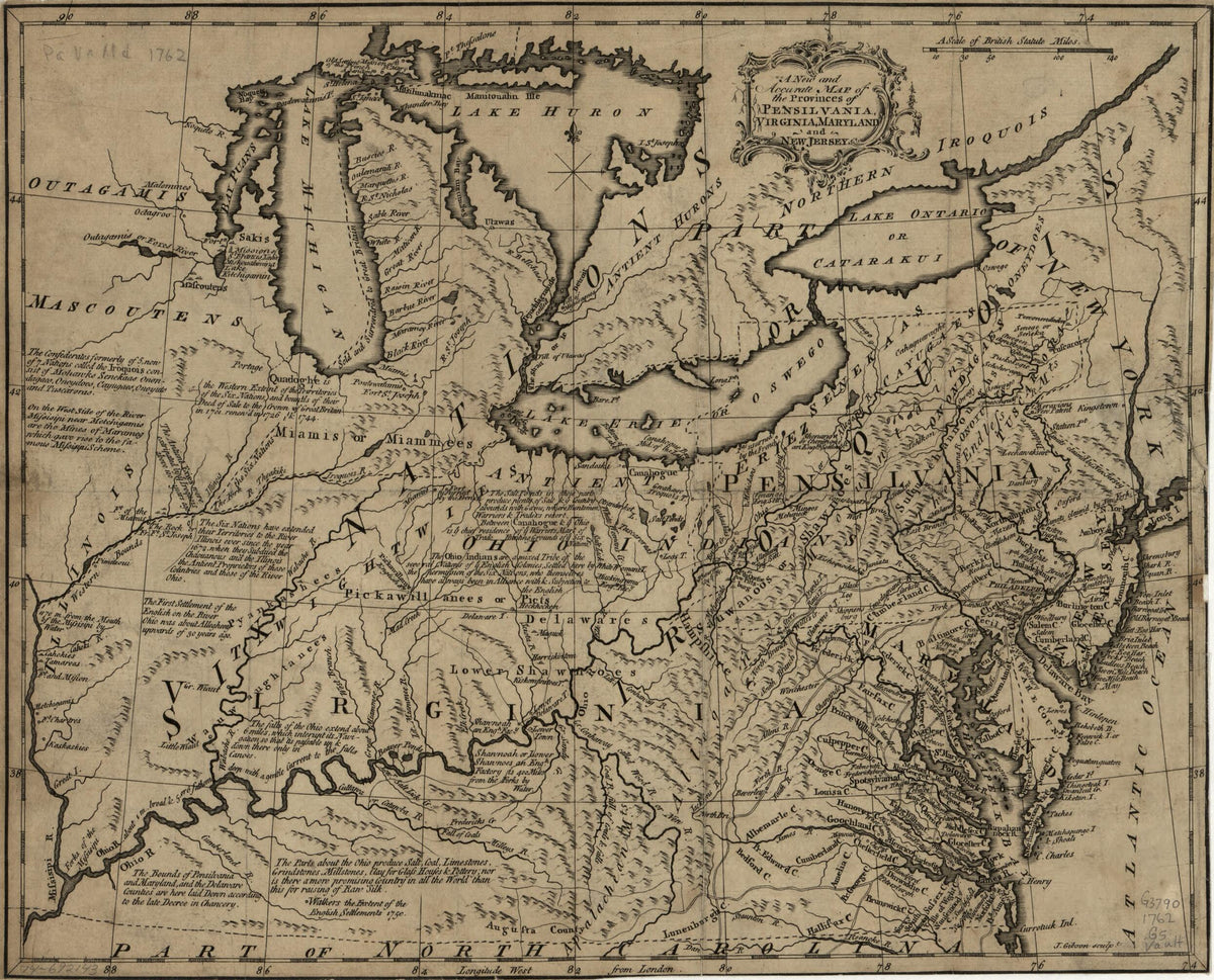 A New and Accurate Map of the Provinces of Pensilvania, Virginia, Maryland and New Jersey 1762 by Relic Map Company