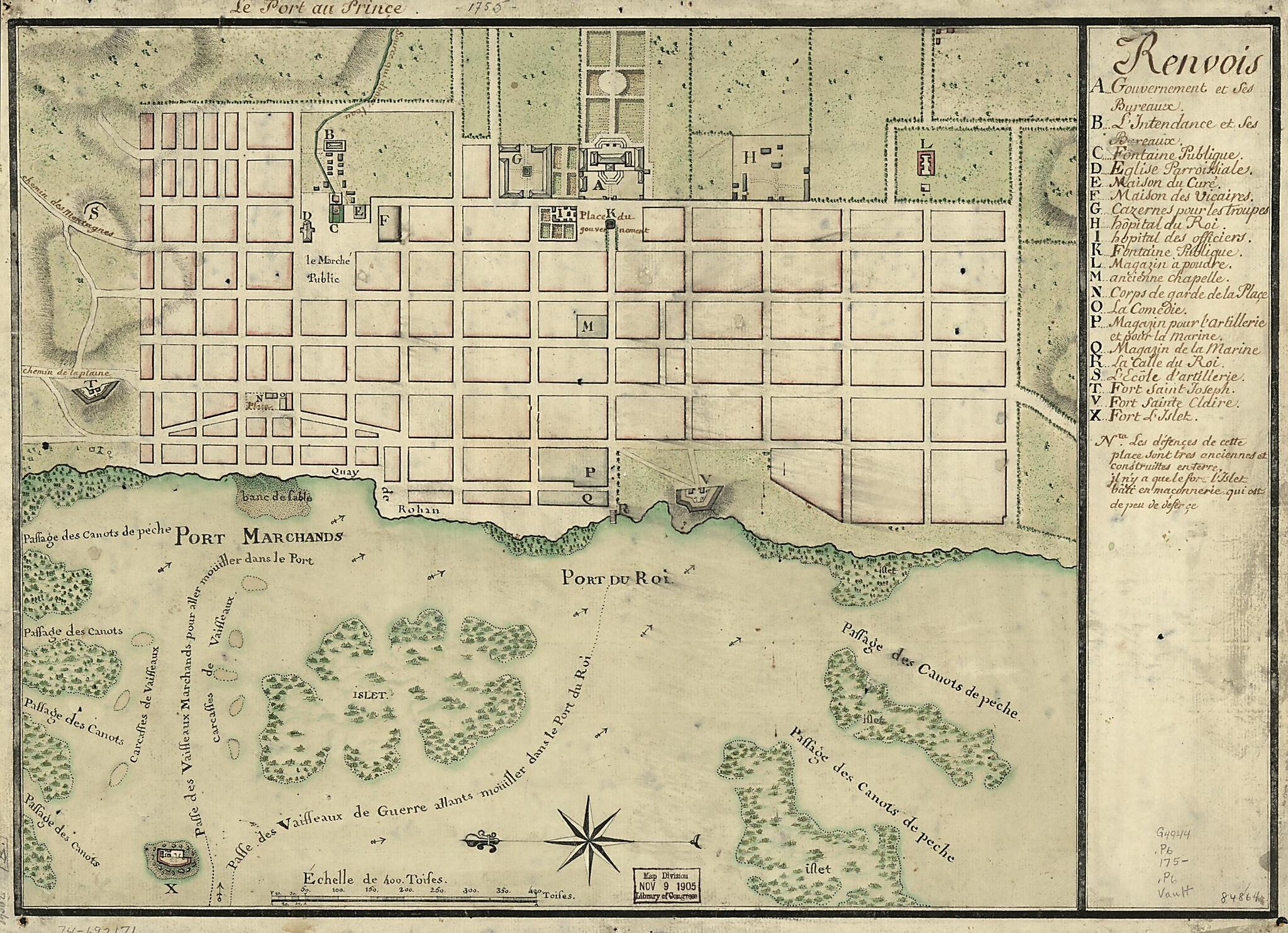 This old map of Le Port Au Prince from 1750 was created by in 1750
