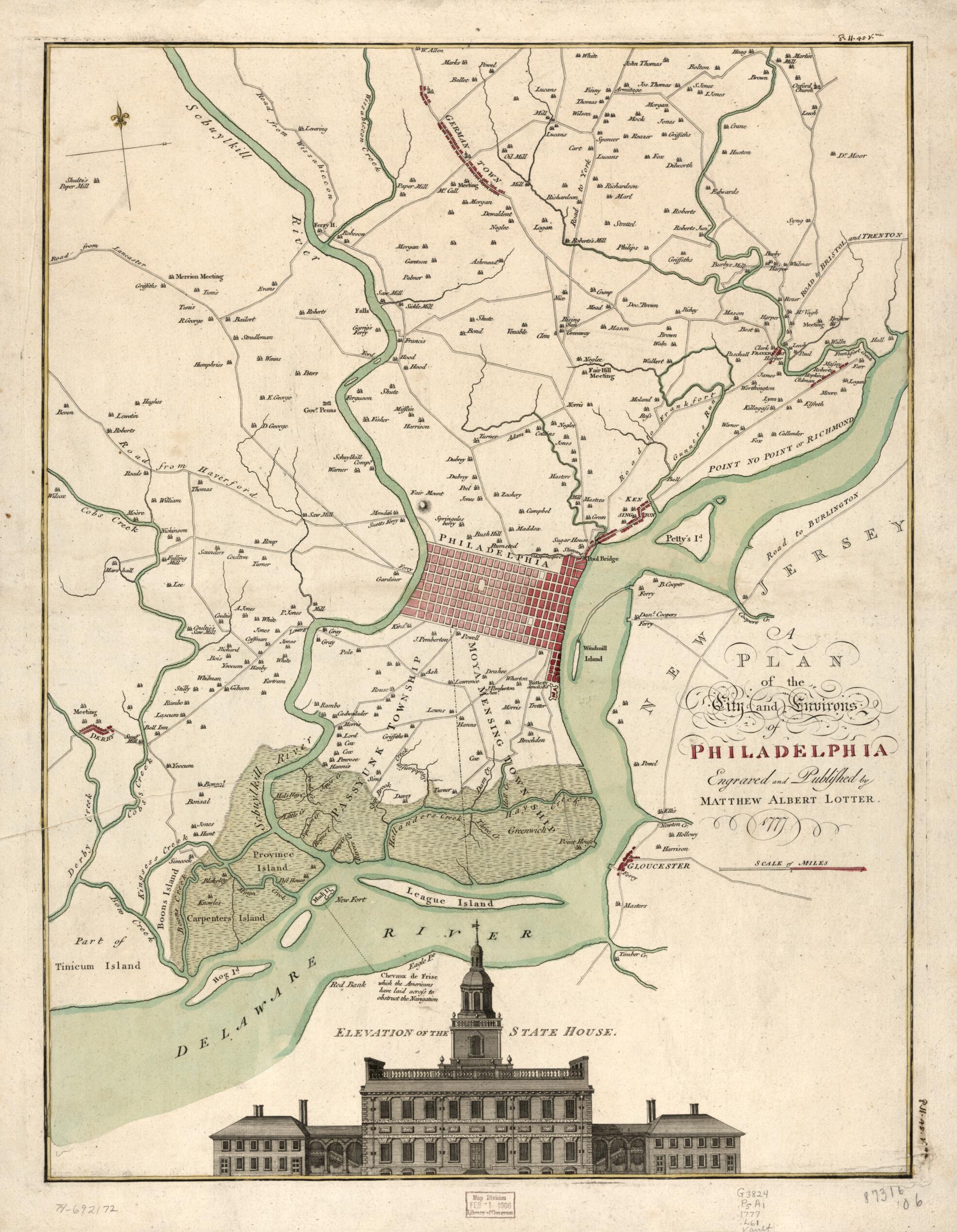 A Plan of the City and Environs of Philadelphia 1777 by Relic Map Company