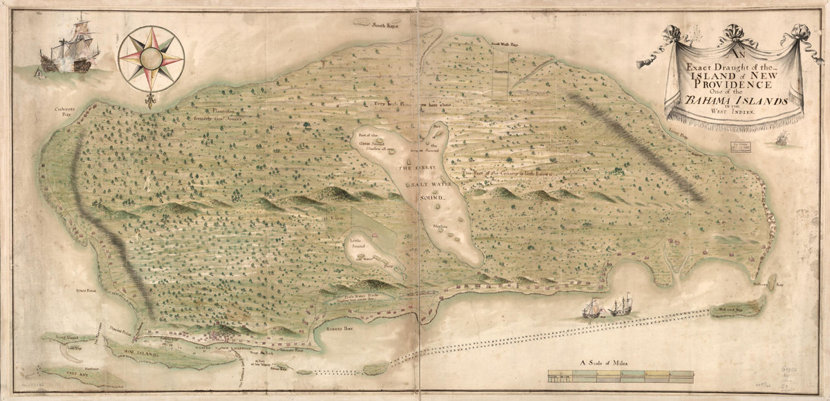 An Exact Draught of the Island of New Providence One of the Bahama Islands In the West Indies in 1700 by Relic Map Company