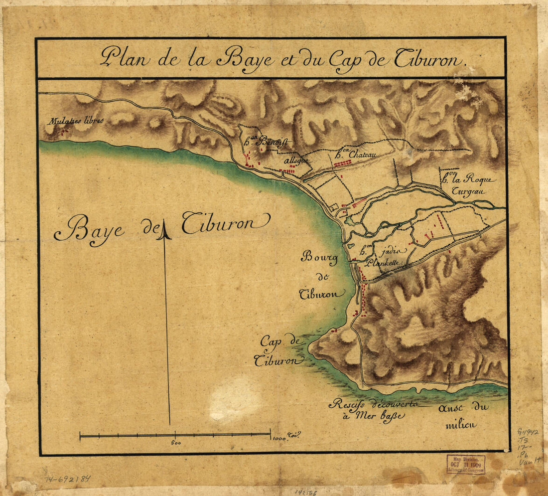 This old map of Plan De La Baye Et Du Cap De Tiburon from 1700 was created by in 1700