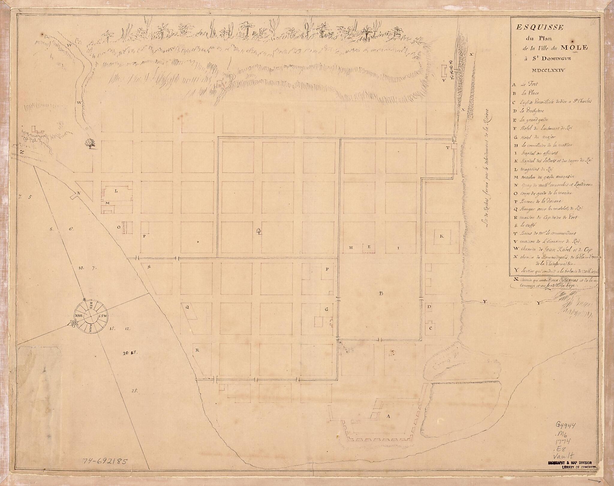 This old map of Esquisse Du Plan De La Ville Du Mole à St. Domingue from 1774 was created by in 1774