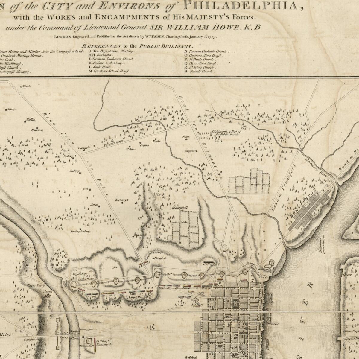 This old map of A Plan of the City and Environs of Philadelphia : With the Works and Encampments of His Majesty&