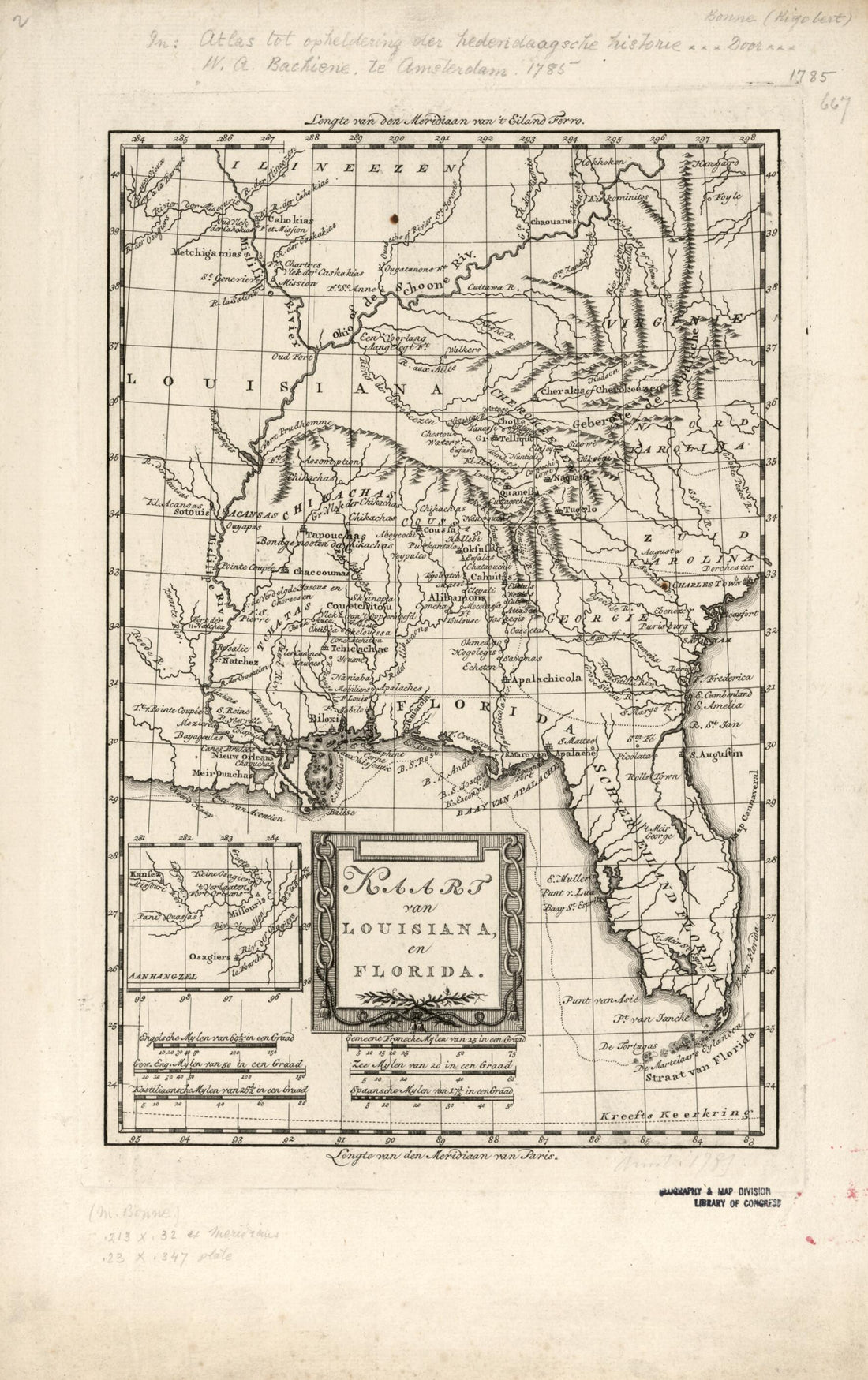 This old map of Kaart Van Louisiana, En Florida from 1785 was created by in 1785