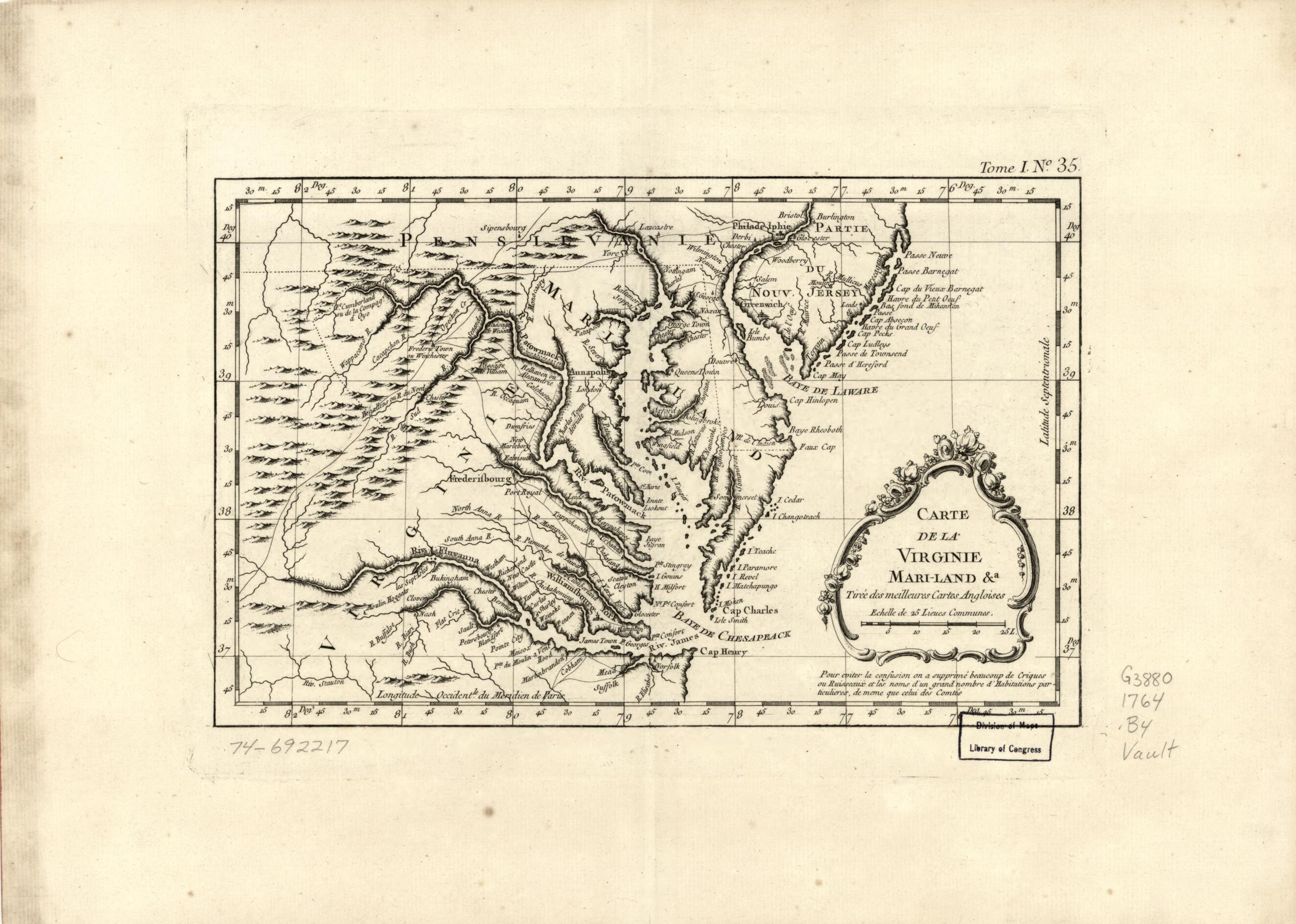 This old map of Land &a from 1764 was created by Jacques Nicolas Bellin in 1764