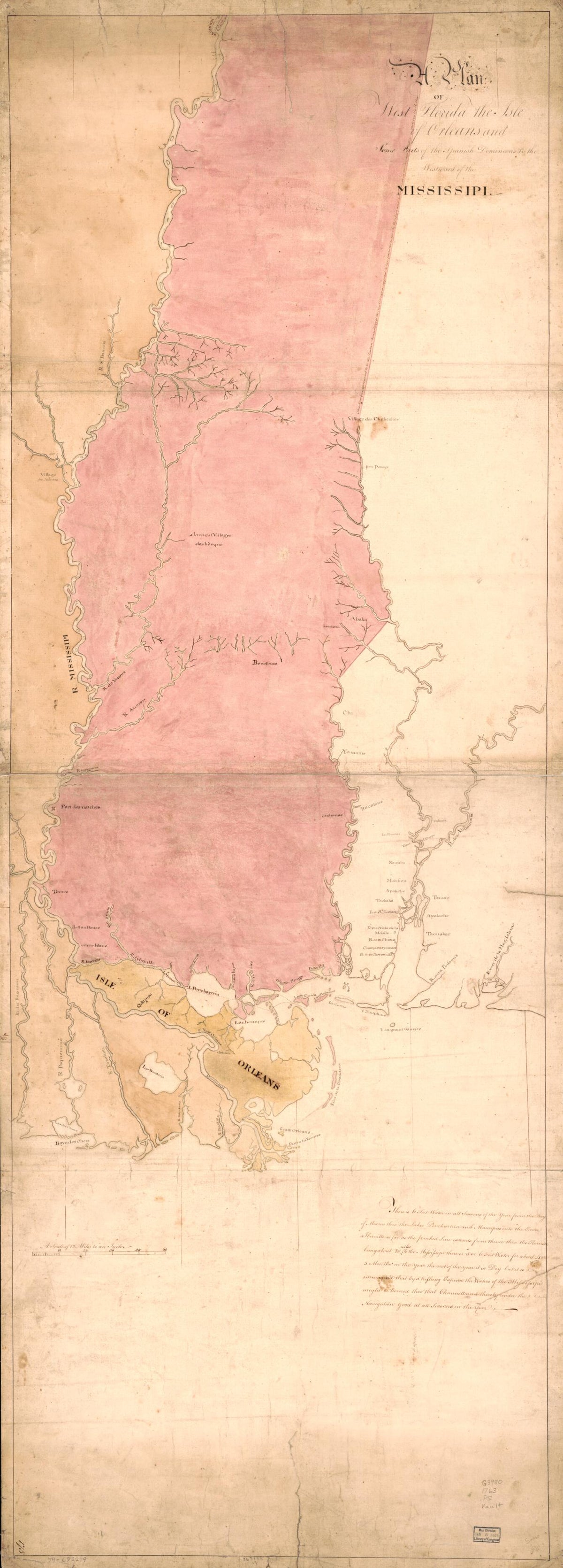 A Plan of West Florida, the Isle of Orleans, and Some Parts of the Spanish Dominions to the Westward of the Mississipi 1763 by Relic Map Company