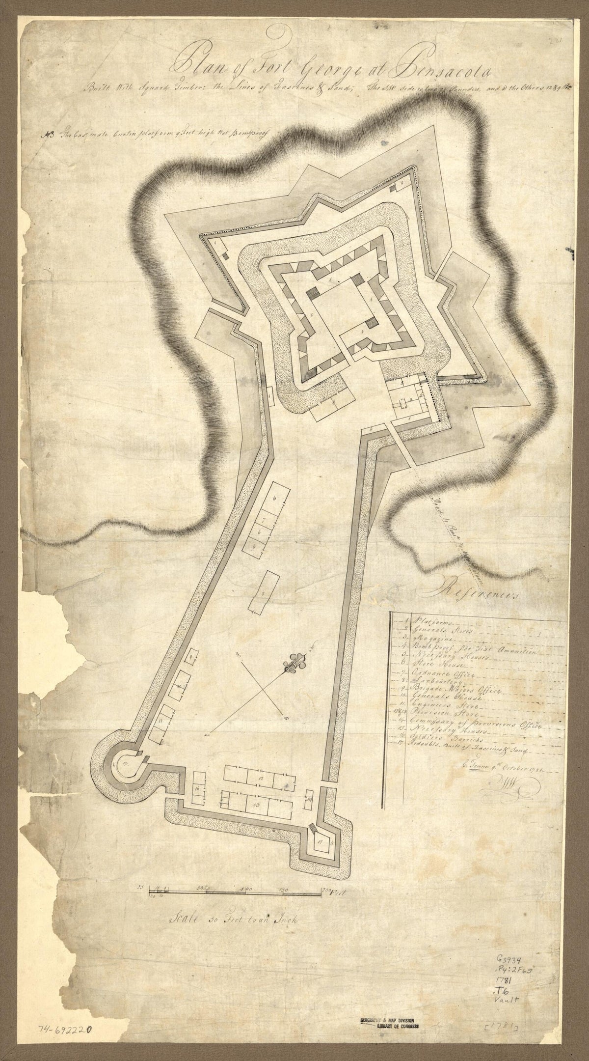 Plan of Fort George at Pensacola 1781 by Relic Map Company