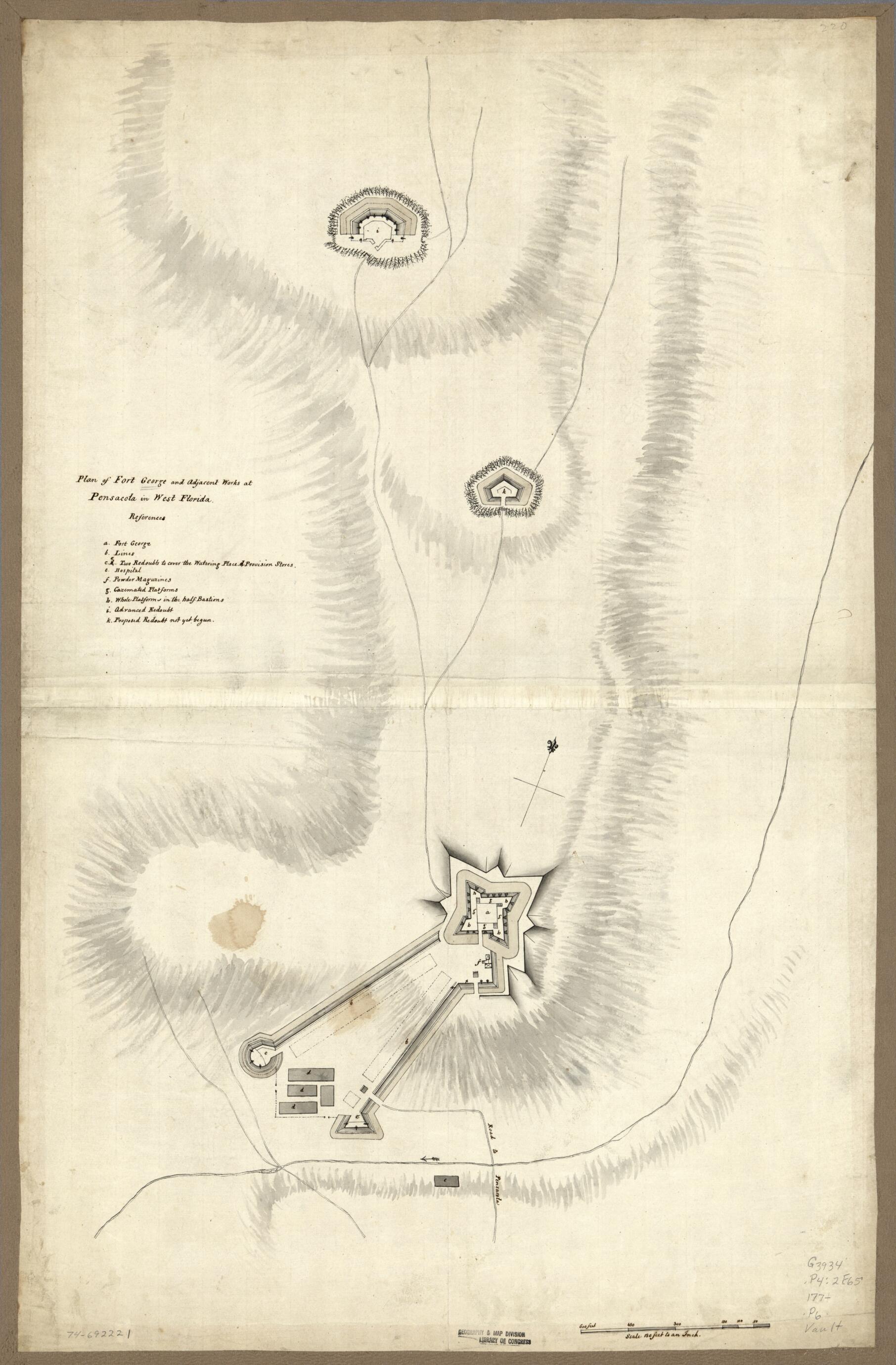 This old map of Plan of Fort George and Adjacent Works at Pensacola In West Florida from 1770 was created by in 1770