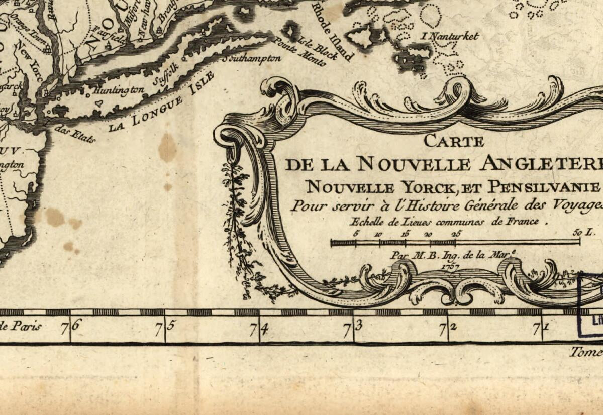 This old map of Carte De La Nouvelle Angleterre, Nouvelle Yorck, Et Pensilvanie : Pour Servir à L&