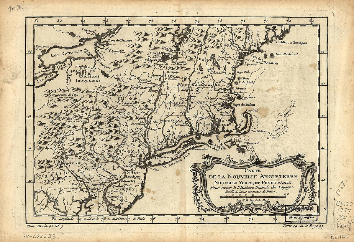 Carte De La Nouvelle Angleterre, Nouvelle Yorck, Et Pensilvanie : Pour Servir à L&