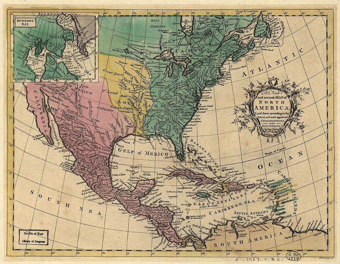 This old map of A New and Accurate Map of North America, Laid Down According to the Latest, and Most Approved Observations and Discoveries from 1763 was created by John Hinton, Richard William Seale in 1763