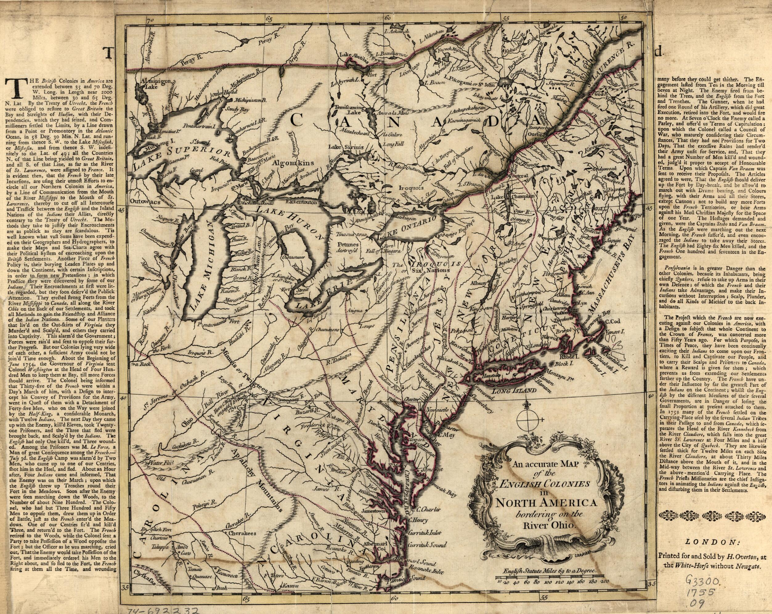 An Accurate Map of the English Colonies In North America Bordering On the River Ohio 1755 by Relic Map Company