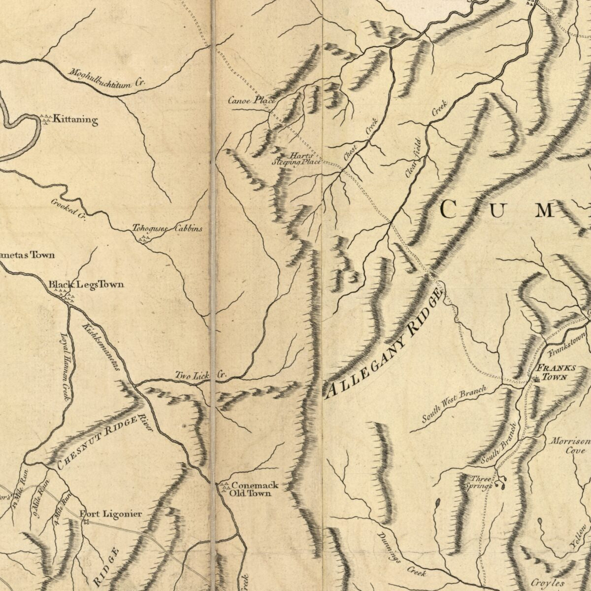 This old map of A Map of Pennsylvania Exhibiting Not Only the Improved Parts of That Province, but Also Its Extensive Frontiers: Laid Down from Actual Surveys and Chiefly from the Late Map of W. Scull Published In 1770; and Humbly Inscribed to the Honour